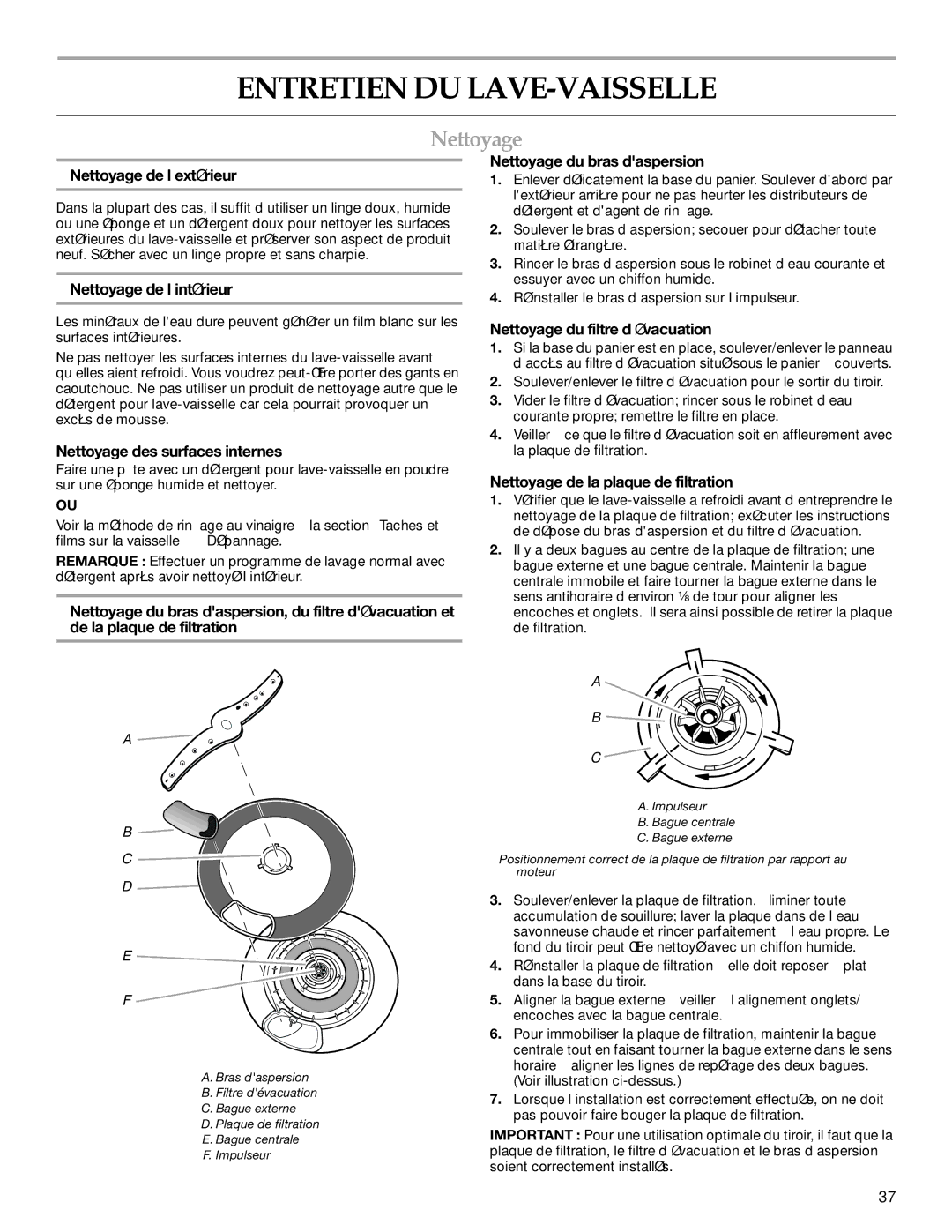 KitchenAid 8573754A, 528824 manual Entretien DU LAVE-VAISSELLE, Nettoyage 