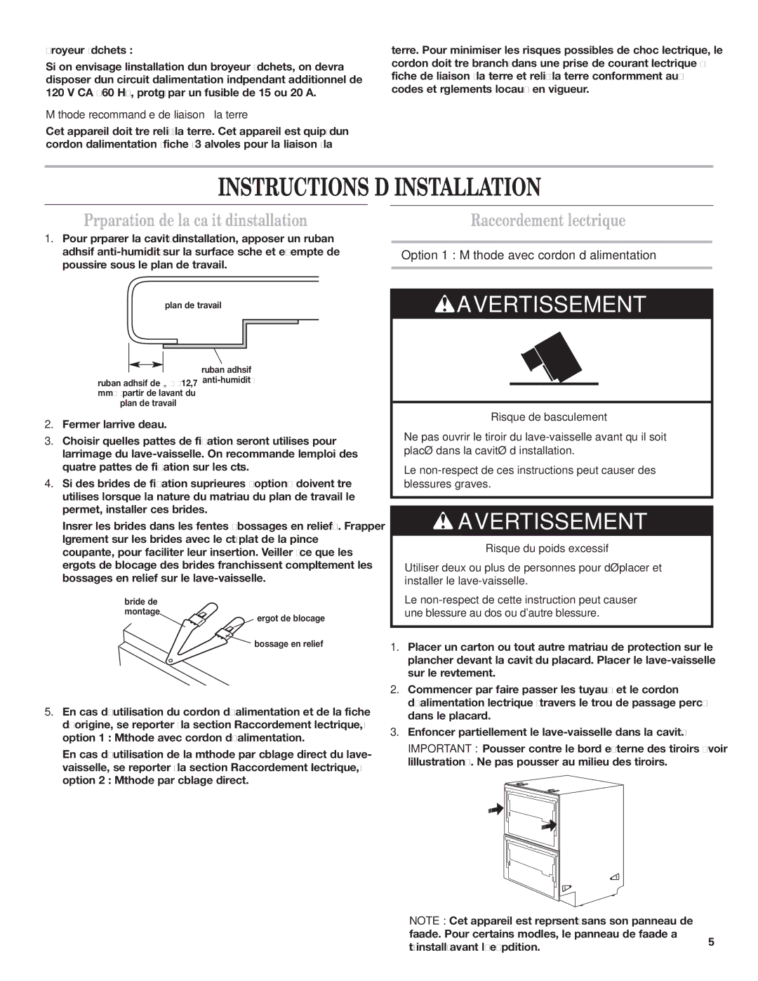 KitchenAid 8573755 A, 528879 Instructions Dinstallation, Préparation de la cavité d’installation, Raccordement électrique 