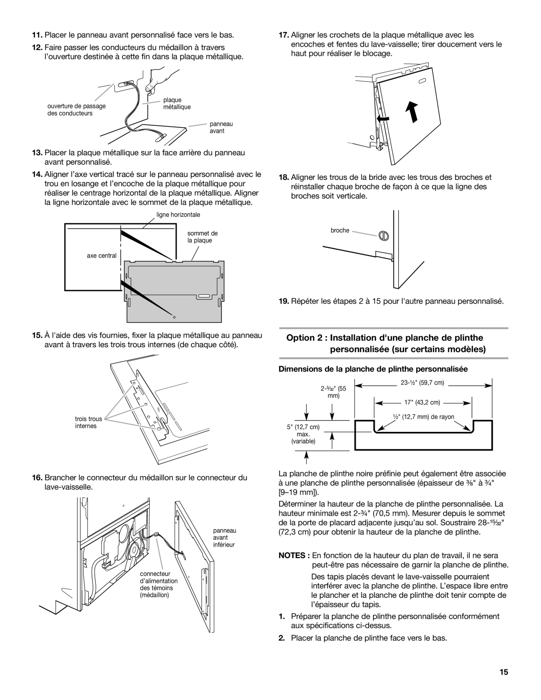 KitchenAid 8573755 A, 528879 installation instructions Placer le panneau avant personnalisé face vers le bas 