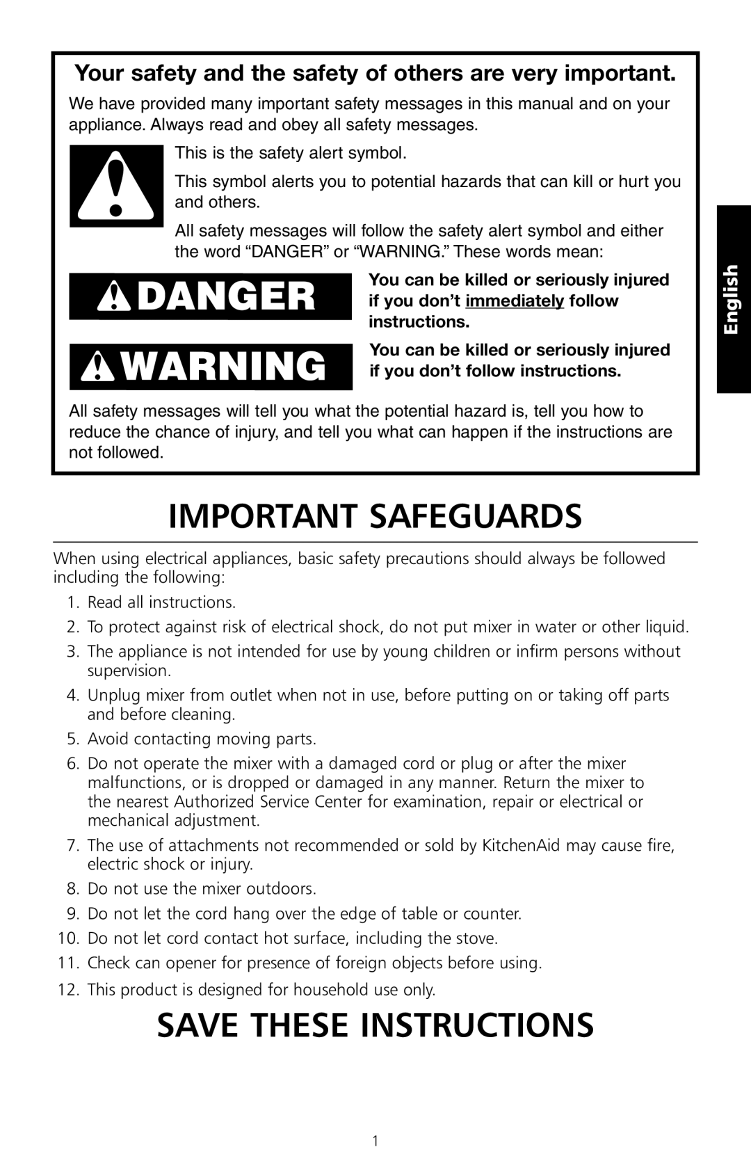 KitchenAid 5CO manual Important Safeguards 