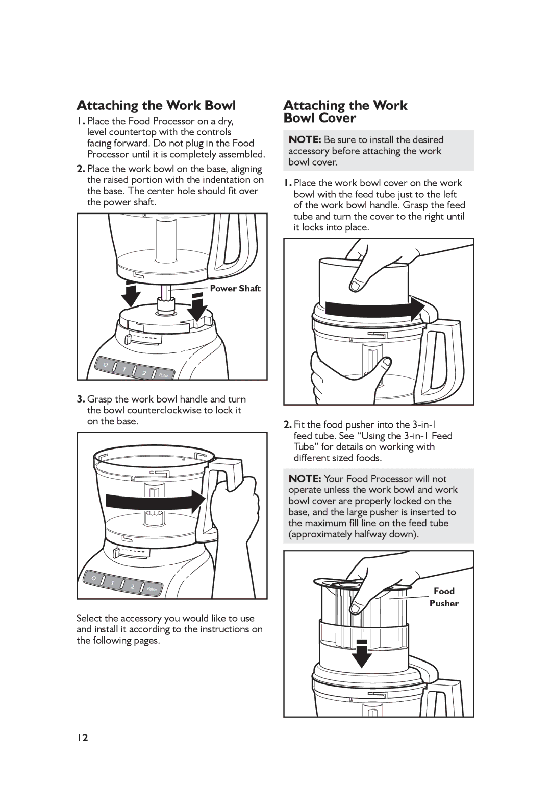 KitchenAid 5KFP1335 manual Setting Up Your Food Processor, Attaching the Work Bowl Cover 