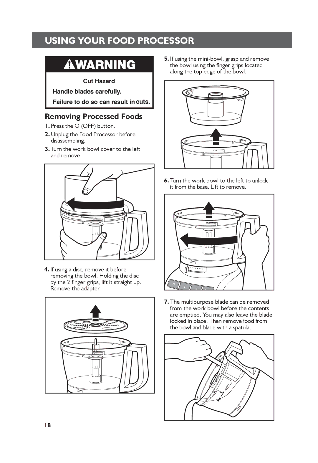 KitchenAid 5KFP1335 manual Removing Processed Foods, Remove the adapter 