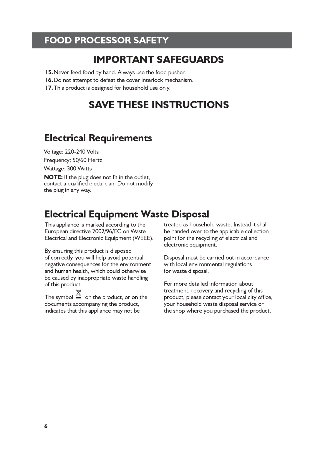 KitchenAid 5KFP1335 manual By ensuring this product is disposed, For waste disposal 