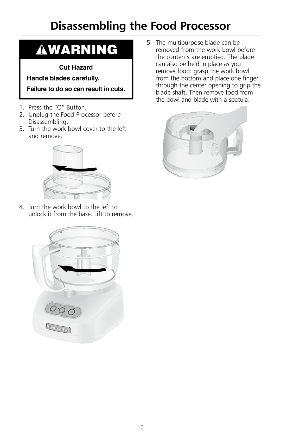 KitchenAid 5KFPCB700A manual Disassembling the Food Processor 