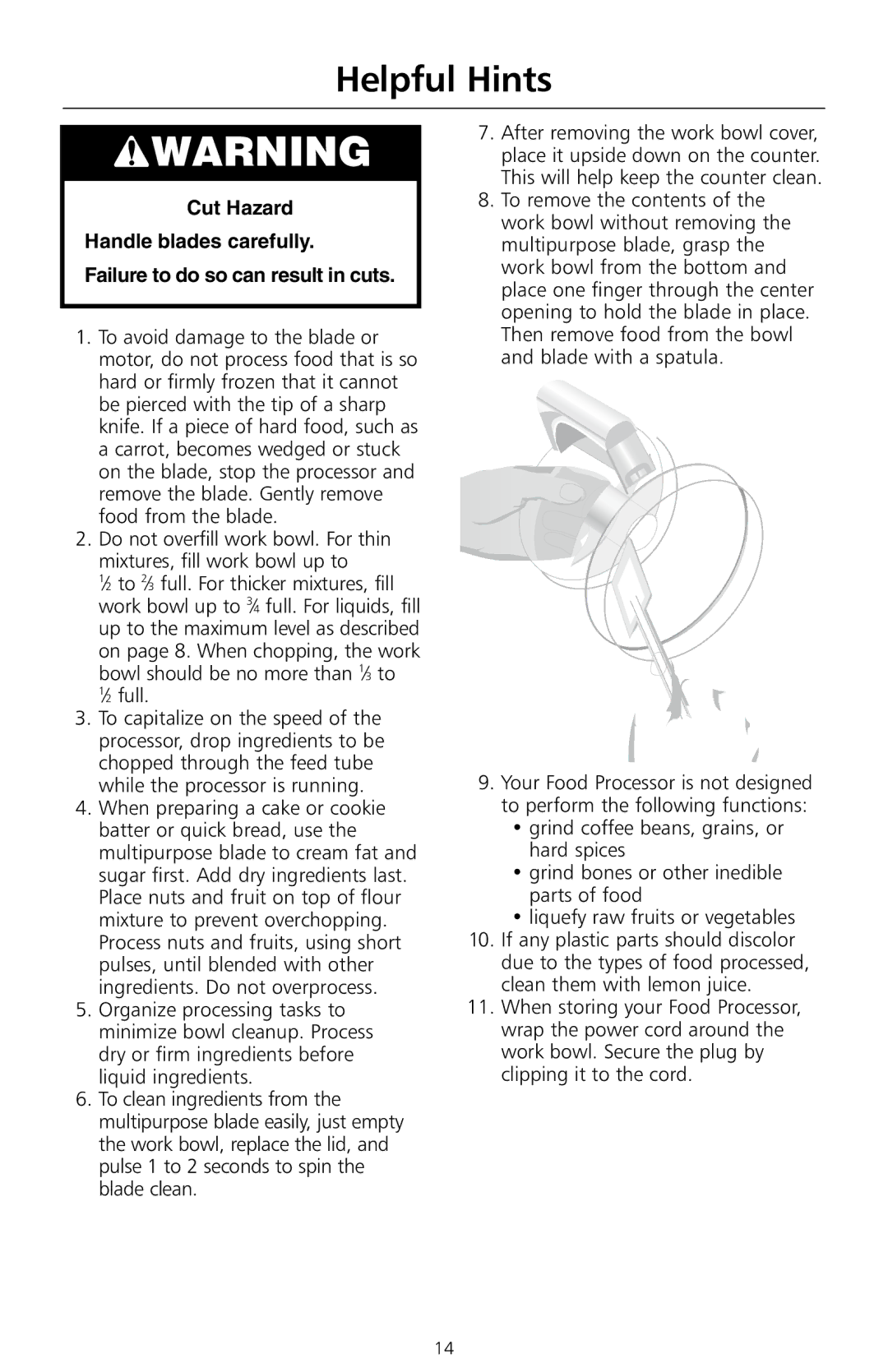 KitchenAid 5KFPCB700A manual Helpful Hints 