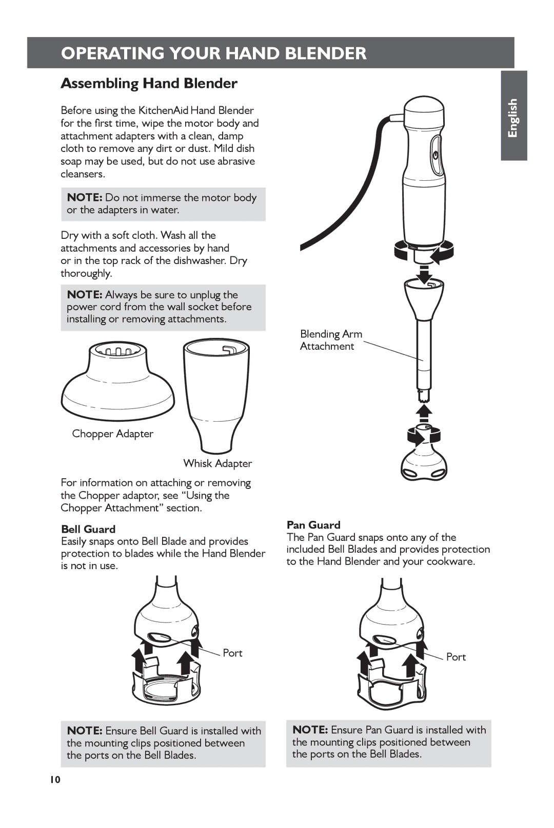 KitchenAid 5KHB2571 manual Operating Your Hand Blender, Assembling Hand Blender 