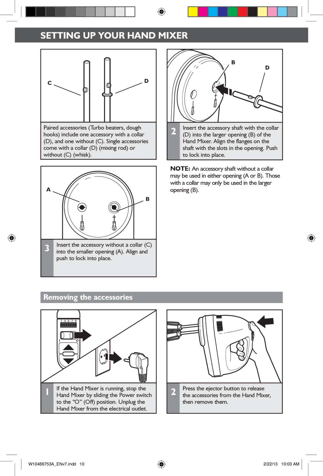 KitchenAid 5KHM9212 manual Removing the accessories 