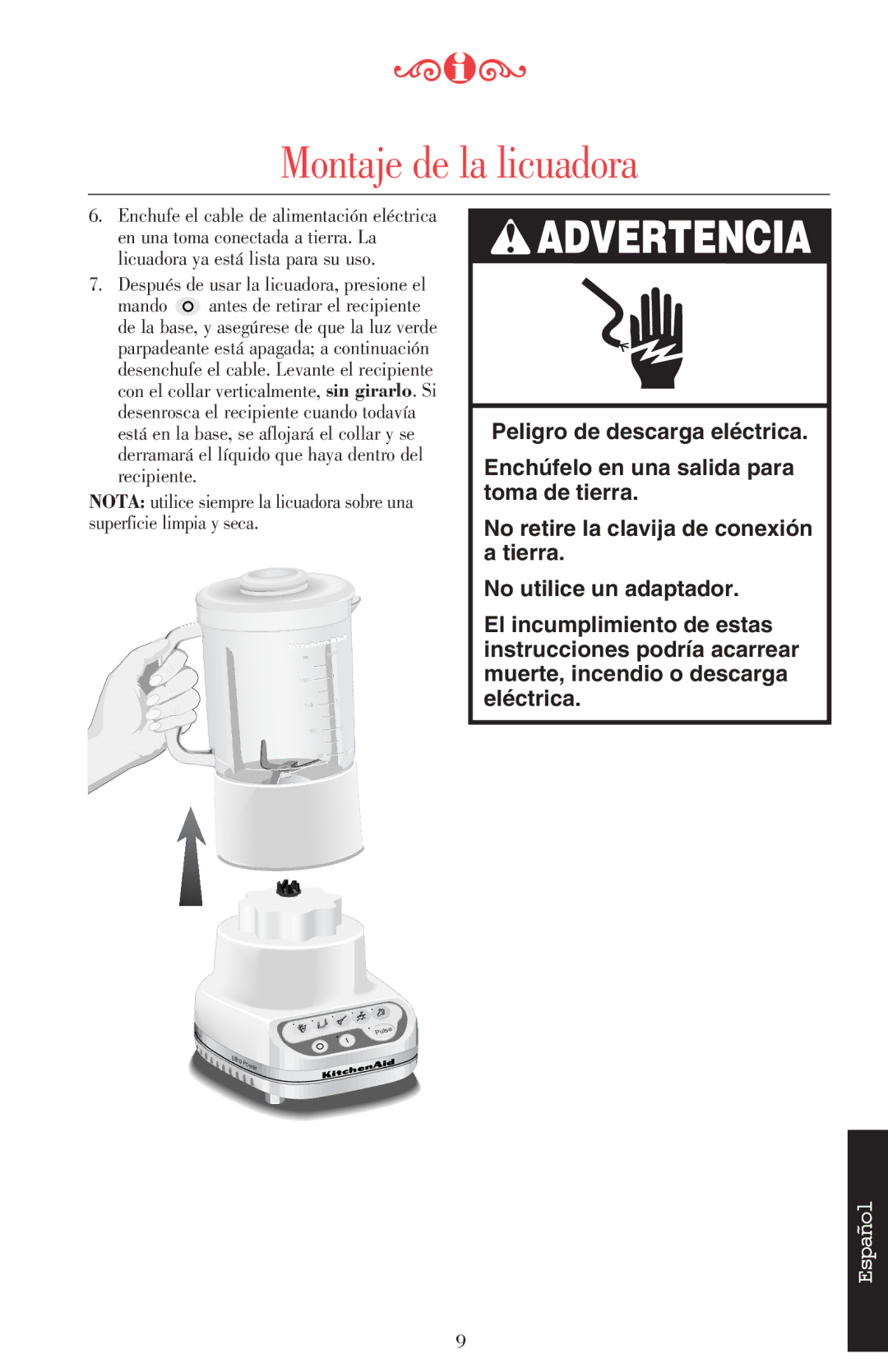 KitchenAid 5KSB52XXXX manual Power 