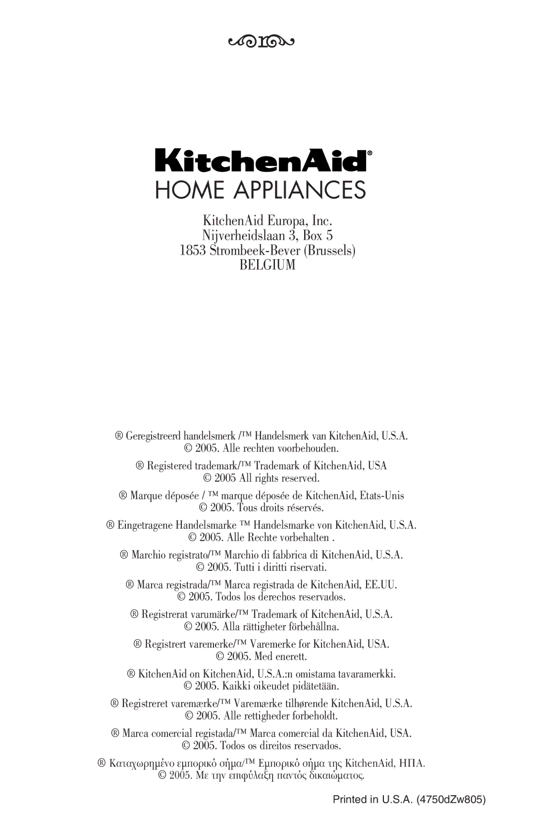 KitchenAid 5KSB52XXXX manual Home Appliances 