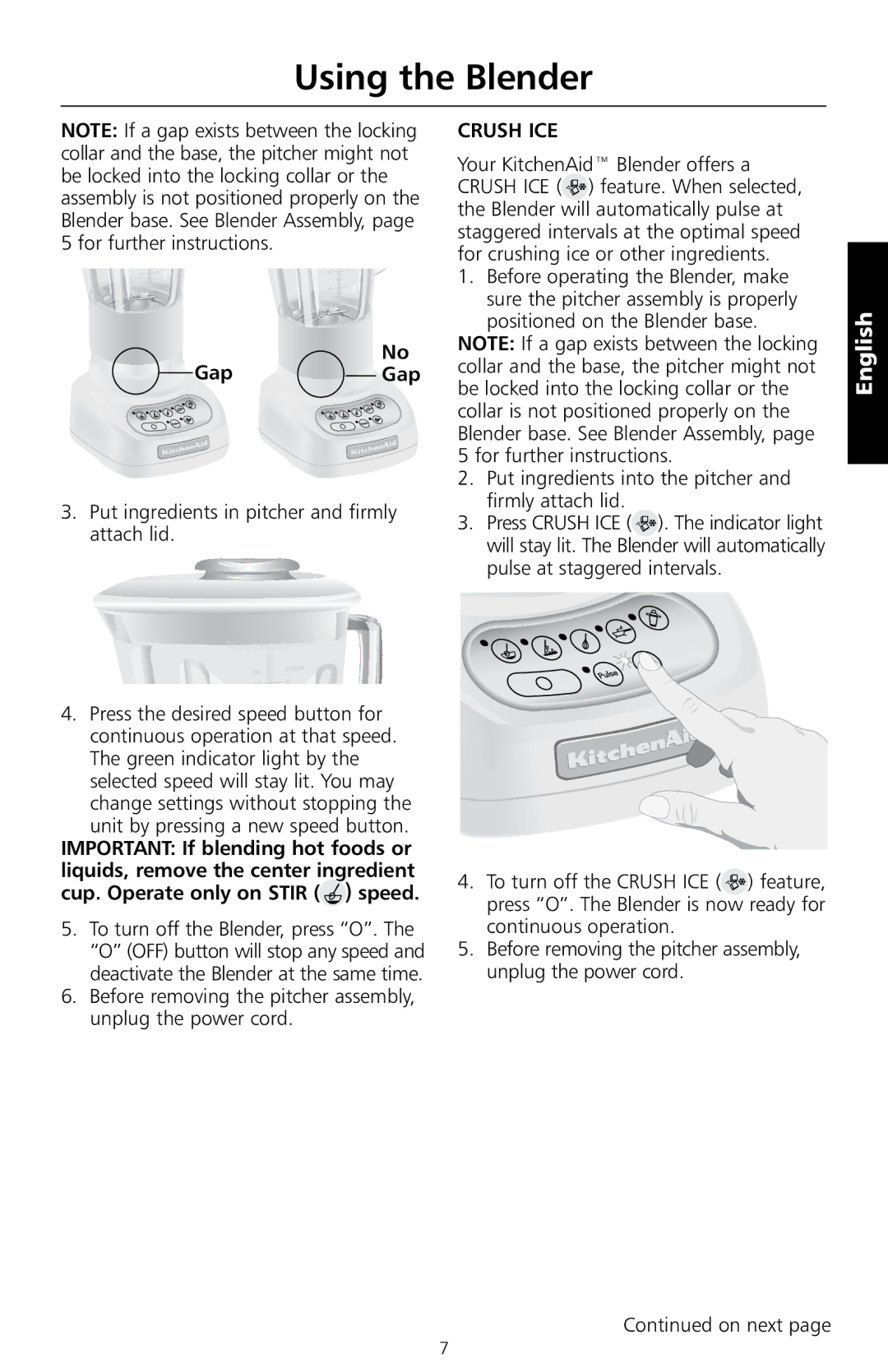 KitchenAid 5KSB555 manual Crush ICE 