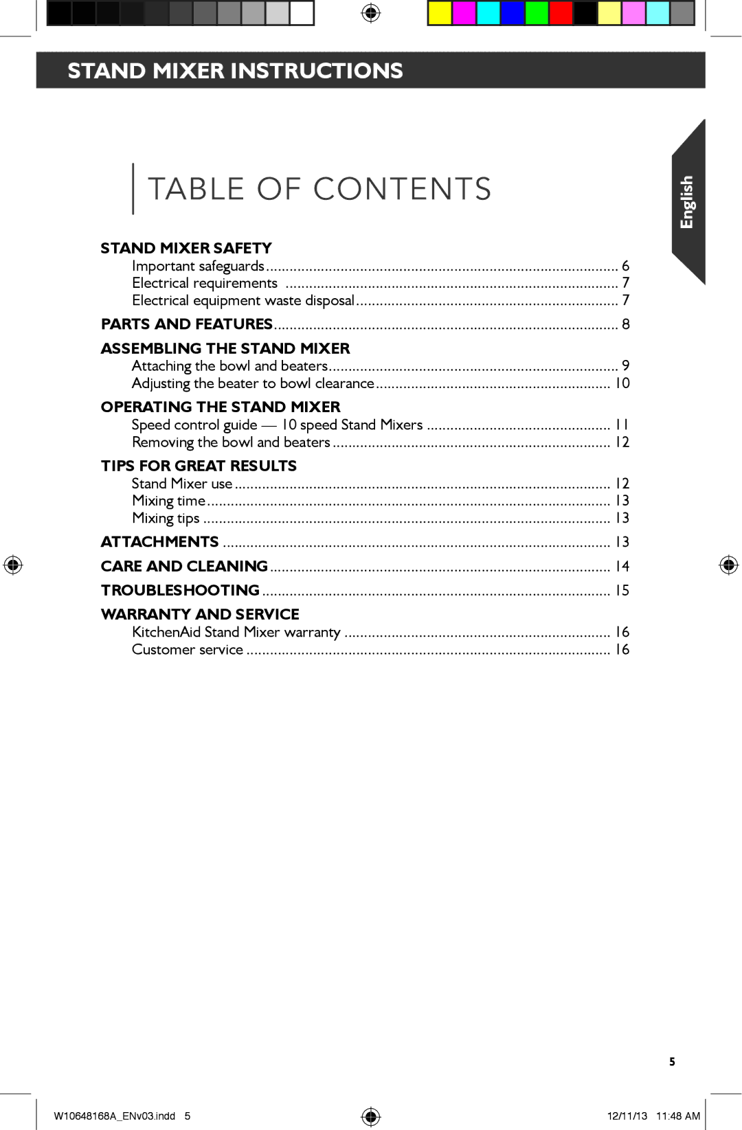 KitchenAid 5KPM5, 5KSM6521X, 5KSM7591X, 5KSM7580X manual Table of Contents 