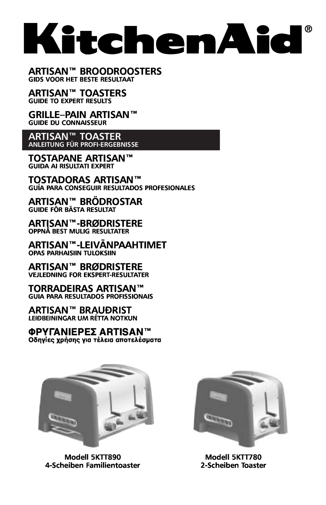 KitchenAid manual Artisan Toaster, Modell 5KTT890, Modell 5KTT780 