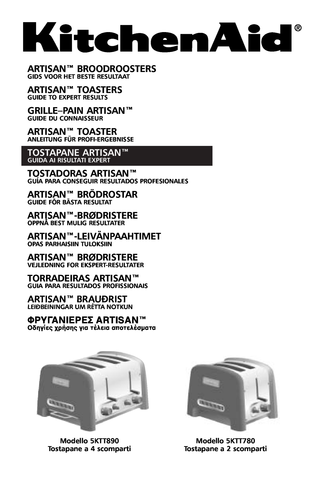 KitchenAid manual Tostapane Artisan, Modello 5KTT890, Modello 5KTT780 
