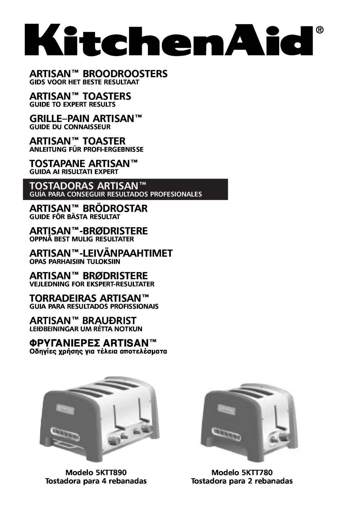 KitchenAid manual Tostadoras Artisan, Modelo 5KTT890, Modelo 5KTT780 