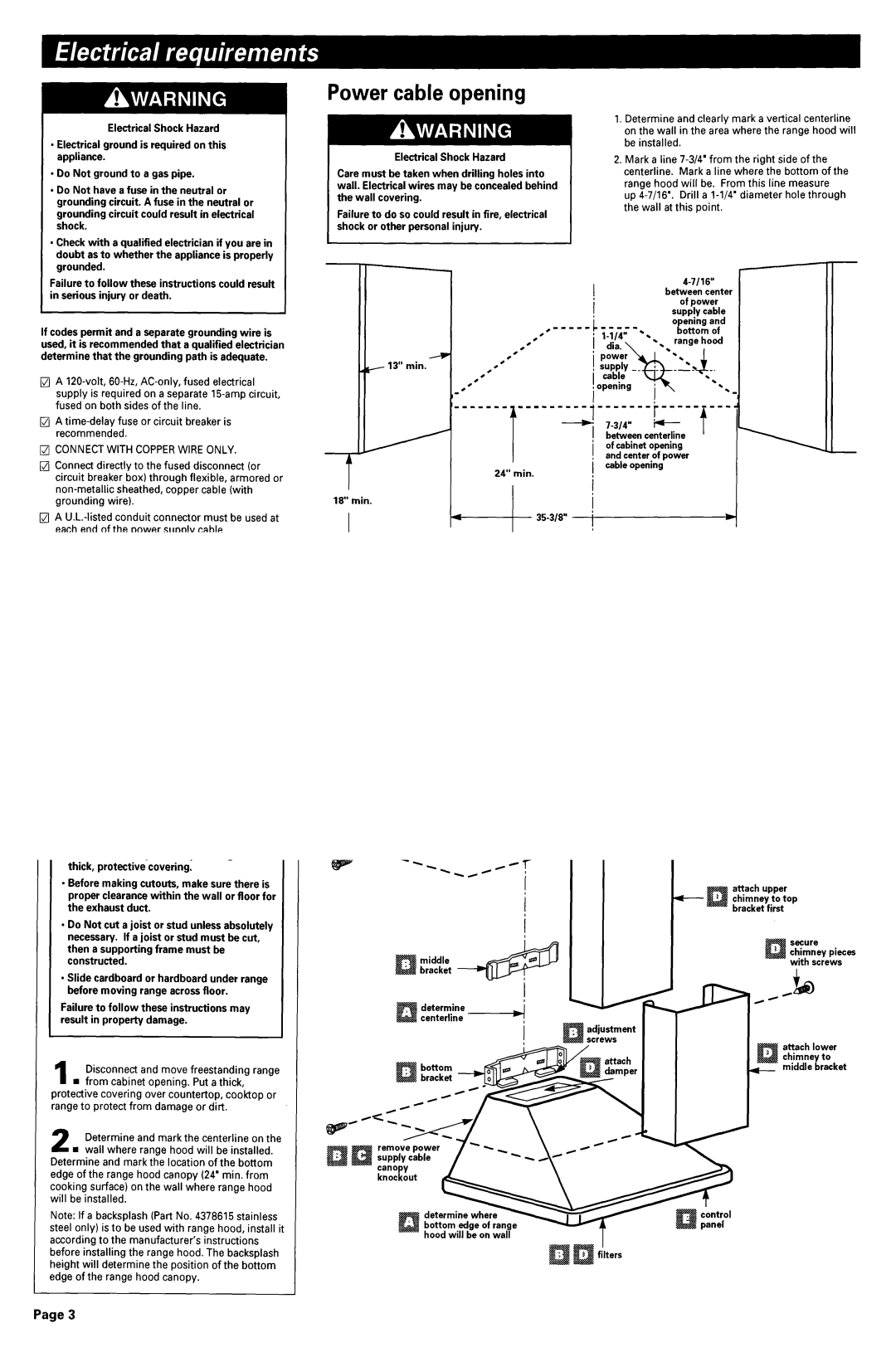 KitchenAid 6899551, 883297 dimensions Power cable opening, Preparation 