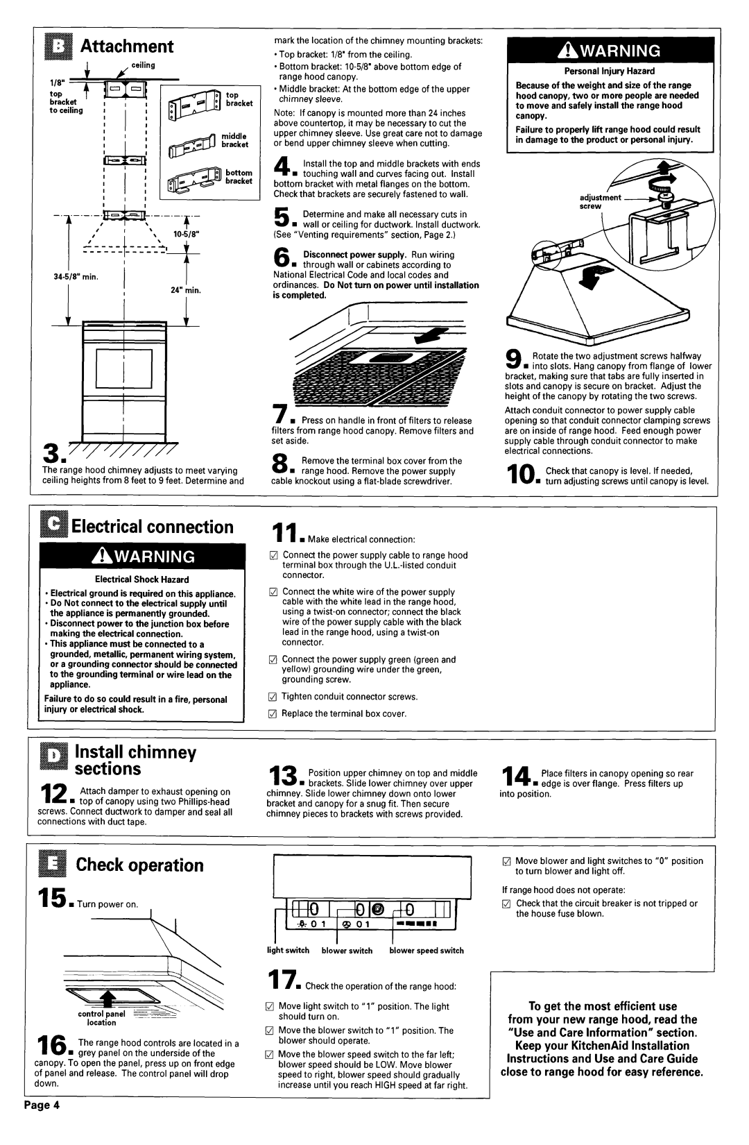 KitchenAid 883297, 6899551 dimensions Attachment, Electrical connection, Check operation, La@ 