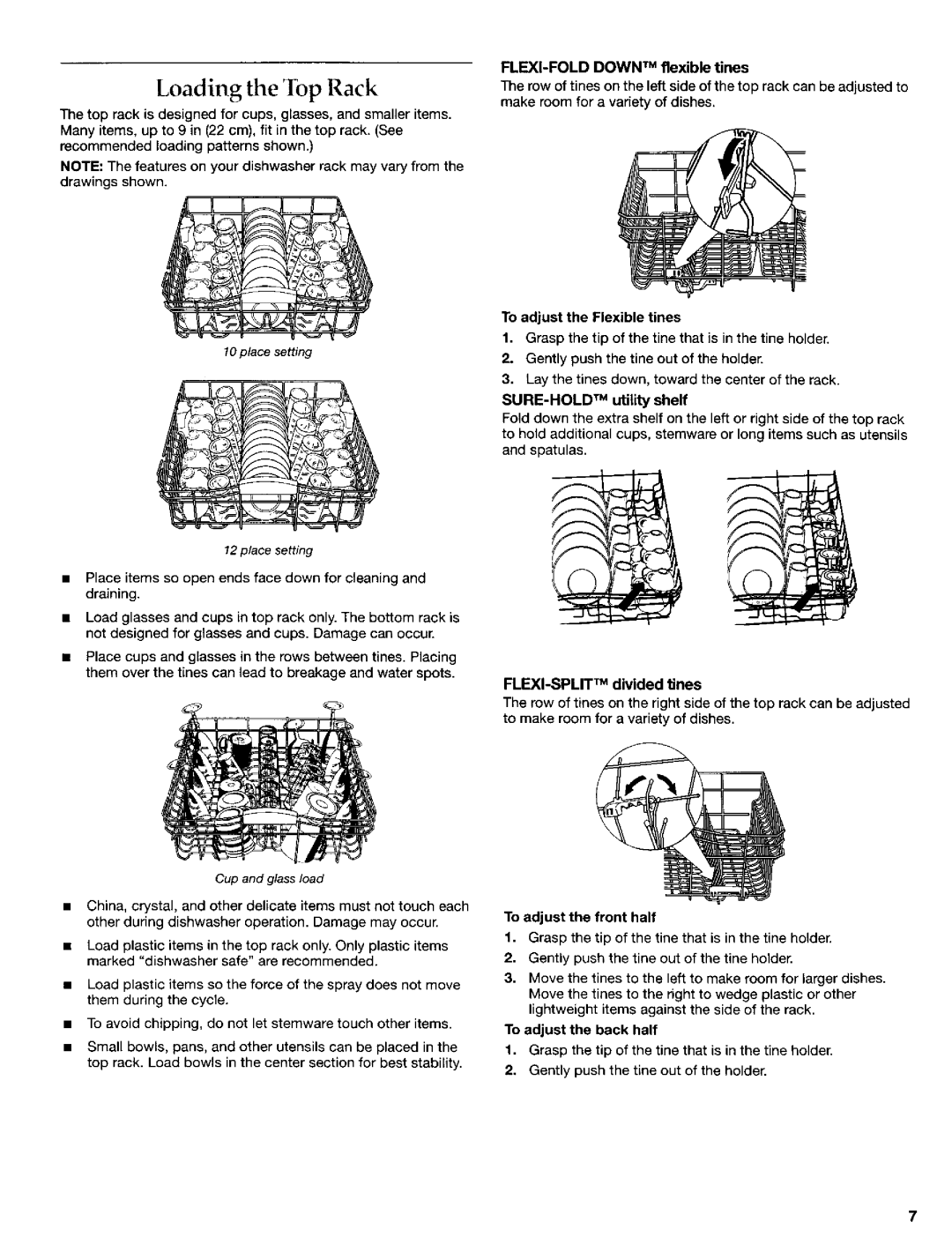 KitchenAid 8269909 manual Loading the Top Rack 