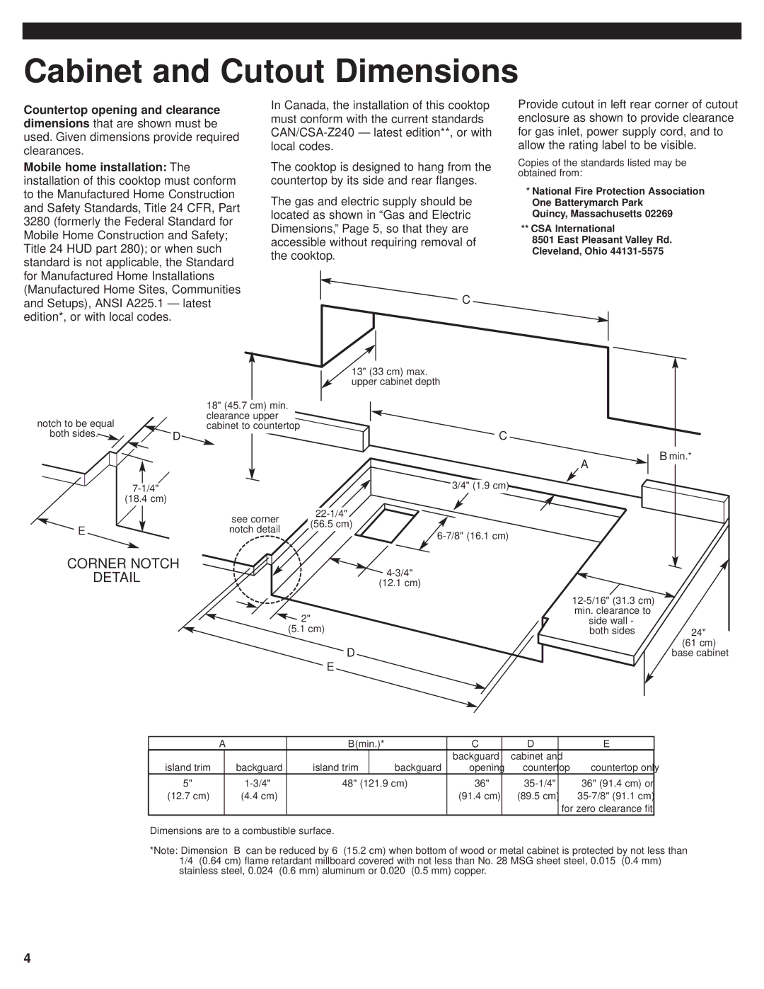 KitchenAid 8285418 installation instructions Cabinet and Cutout Dimensions 