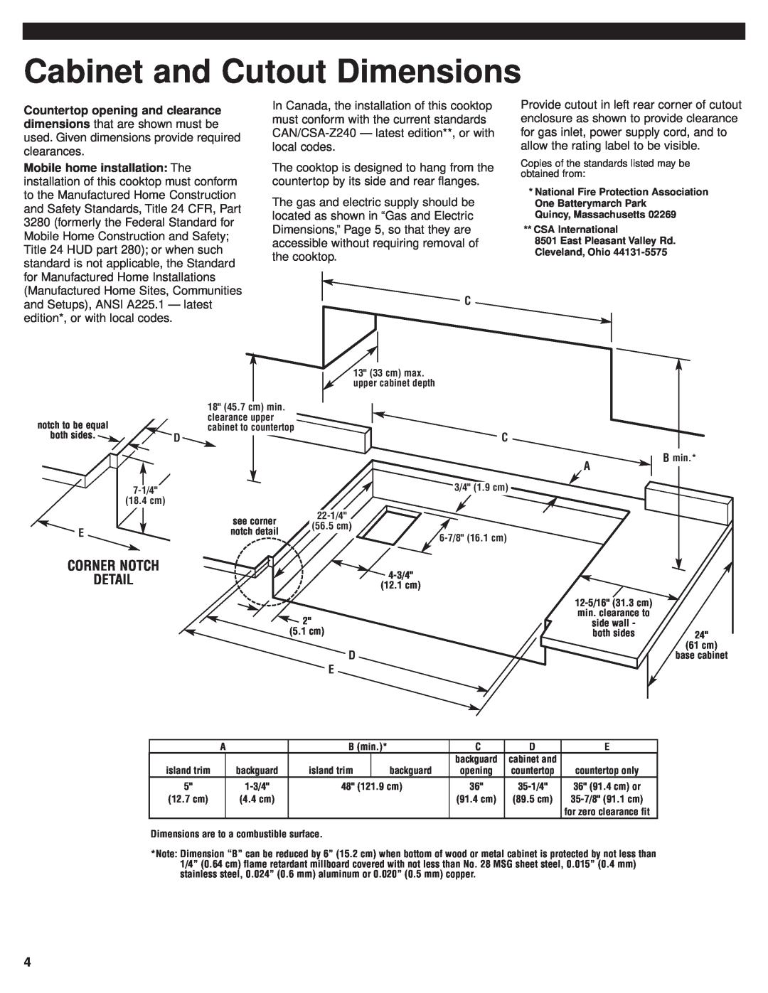 KitchenAid 8285418 installation instructions Cabinet and Cutout Dimensions 