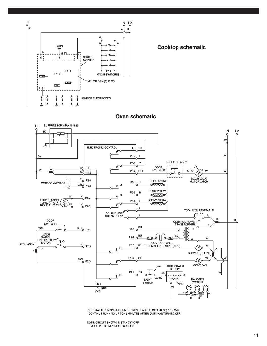 KitchenAid 8301169 installation instructions Cooktop schematic, Oven schematic, N L2 