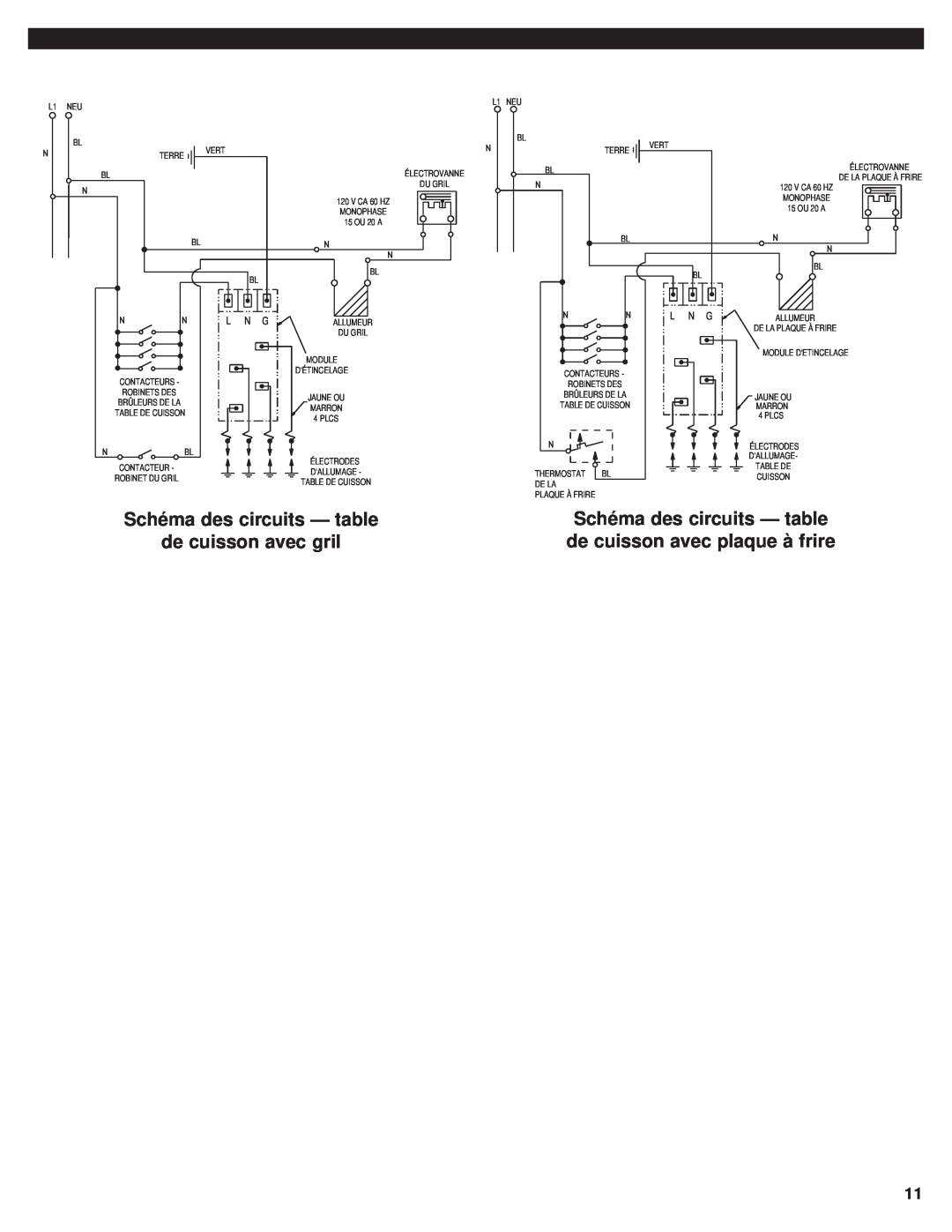KitchenAid 8301169 installation instructions Schéma des circuits - table de cuisson avec gril 