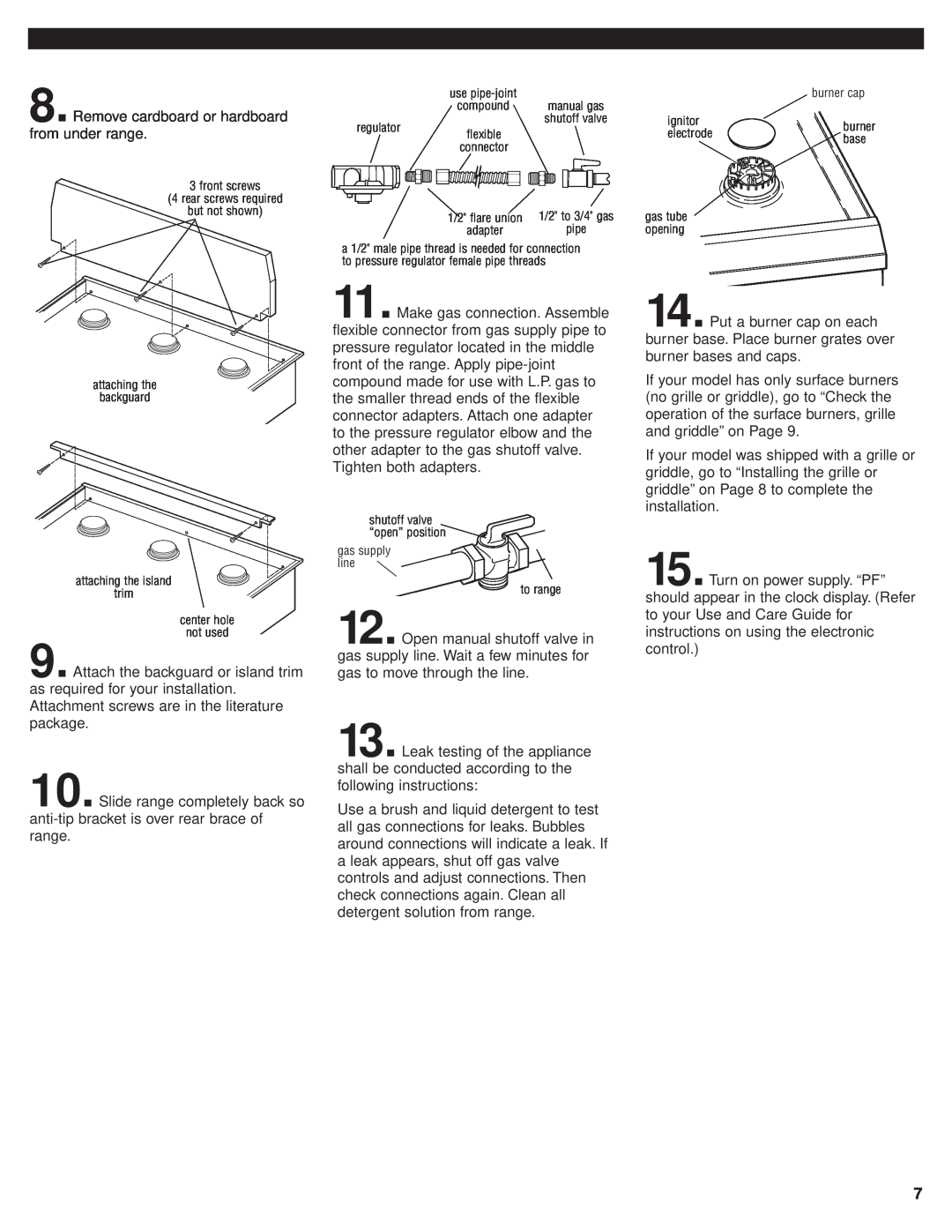 KitchenAid 8301169 installation instructions Remove cardboard or hardboard from under range 