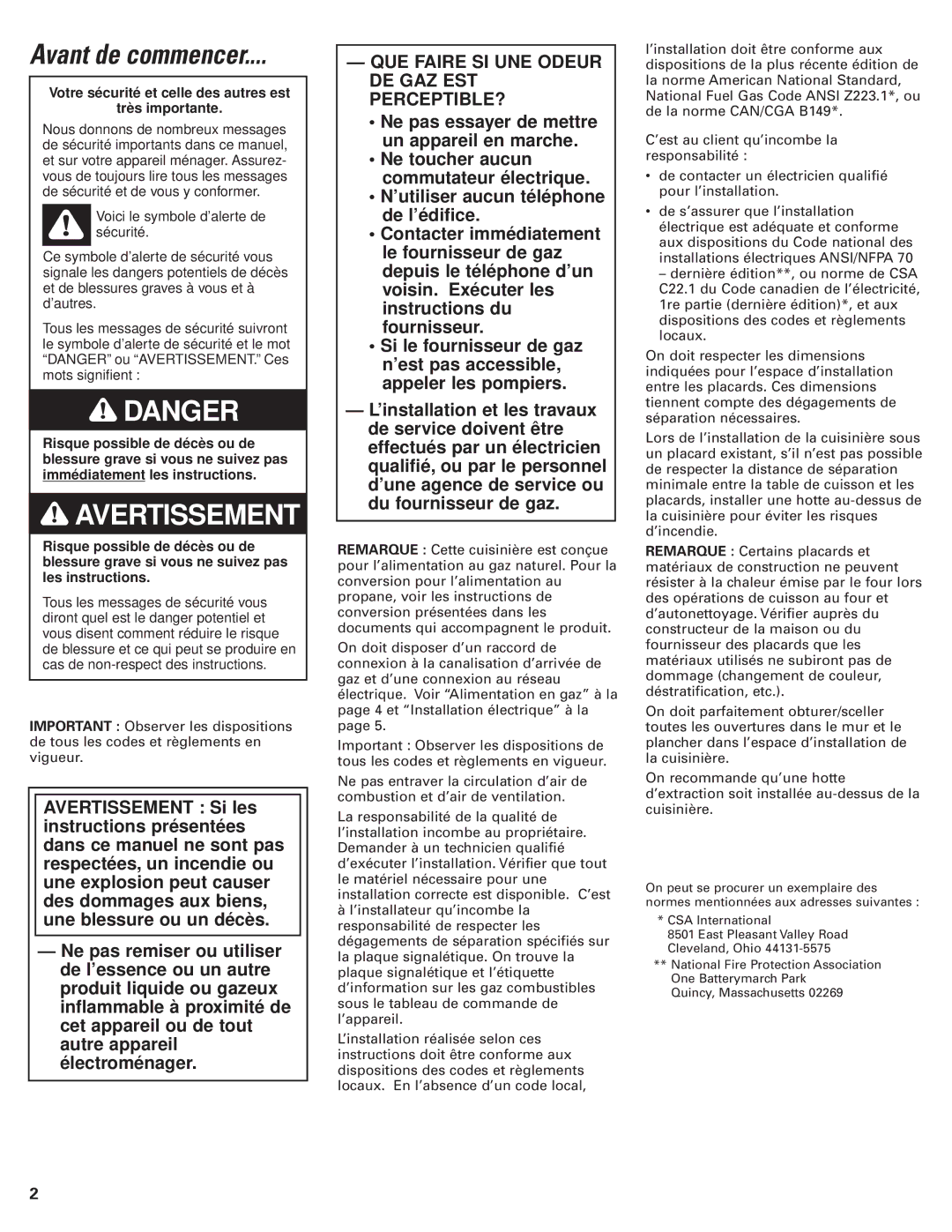 KitchenAid 8302472A installation instructions Avant de commencer 