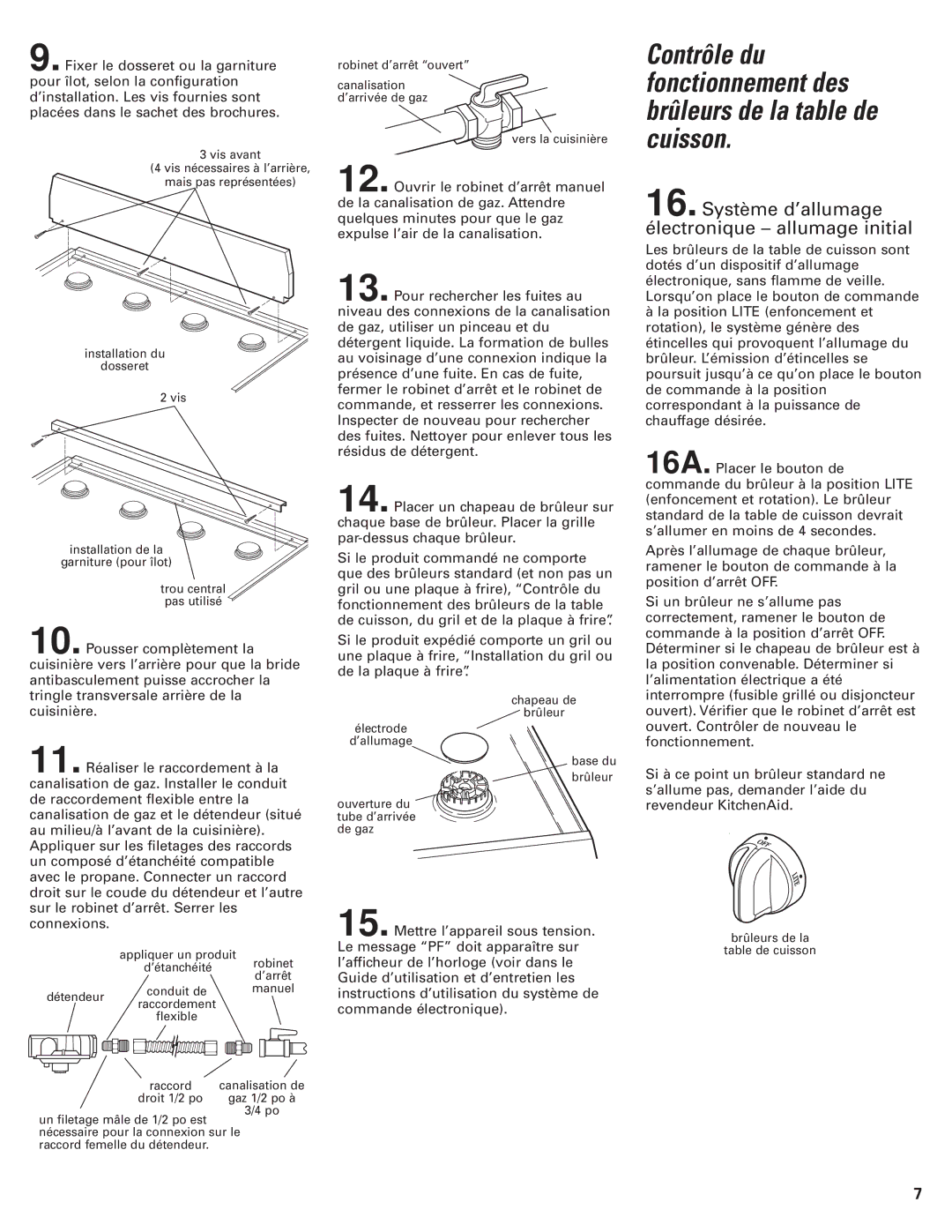 KitchenAid 8302472A installation instructions Système d’allumage électronique allumage initial 