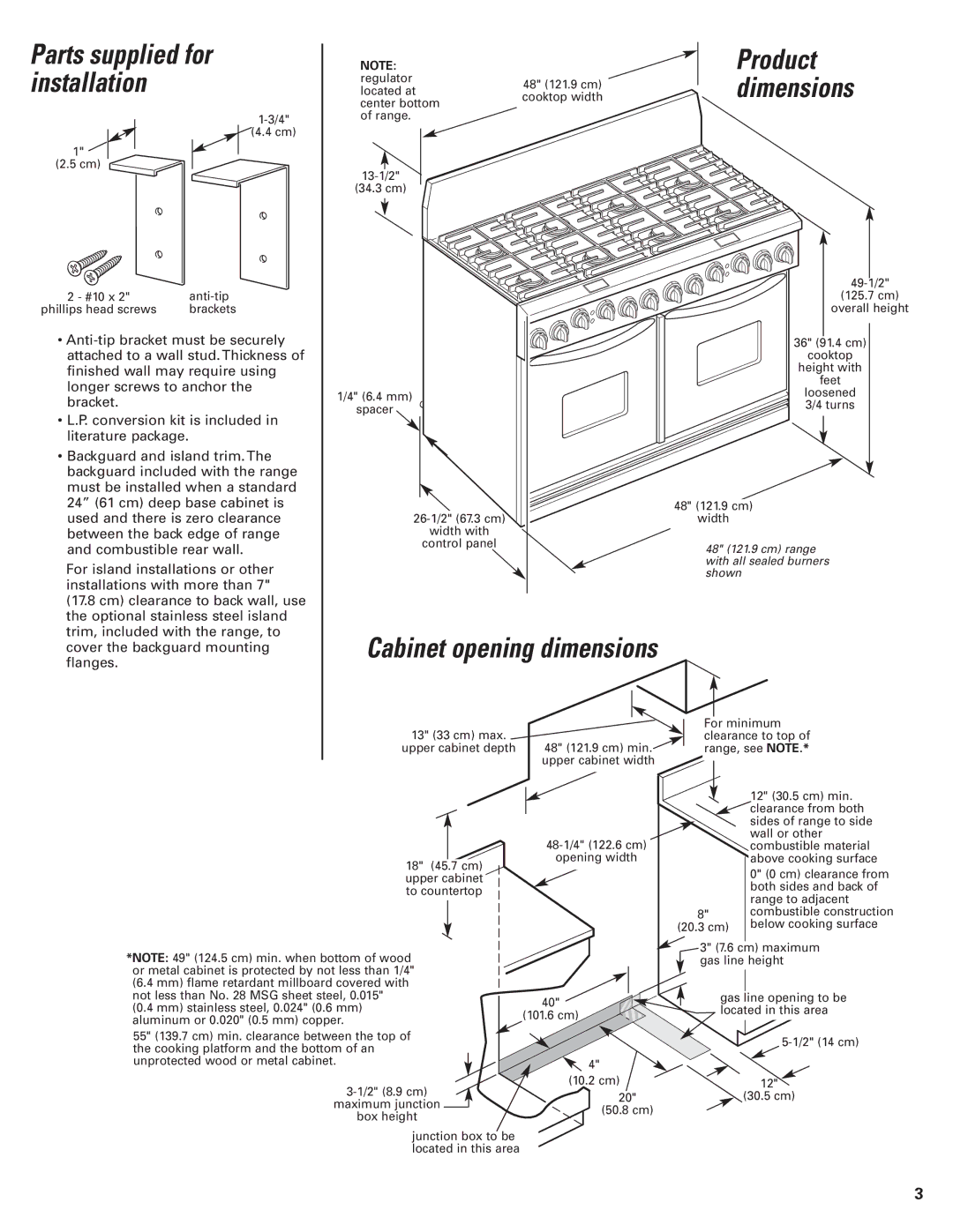 KitchenAid 8302472A installation instructions Parts supplied for installation, Product dimensions 