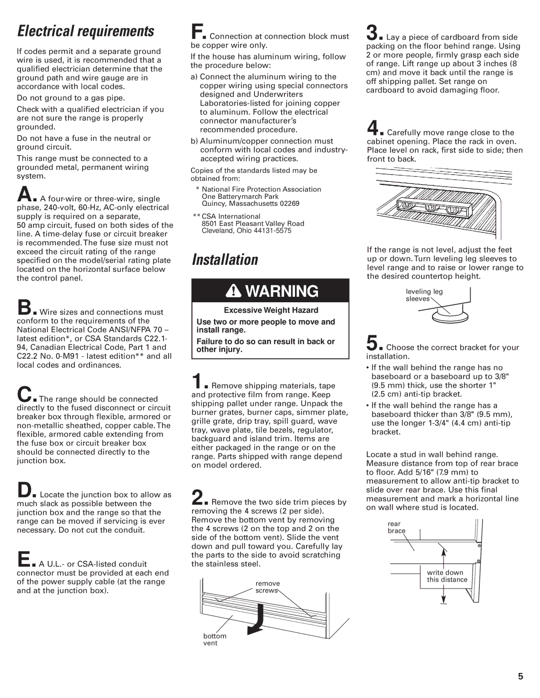 KitchenAid 8302472A installation instructions Electrical requirements, Installation 