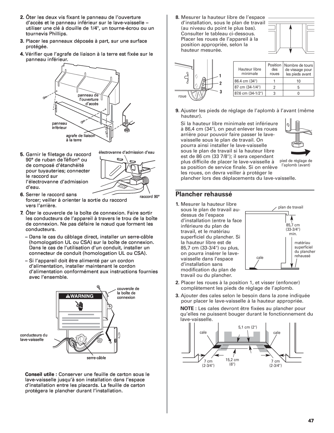 KitchenAid 8564554 installation instructions Plancher rehaussé 