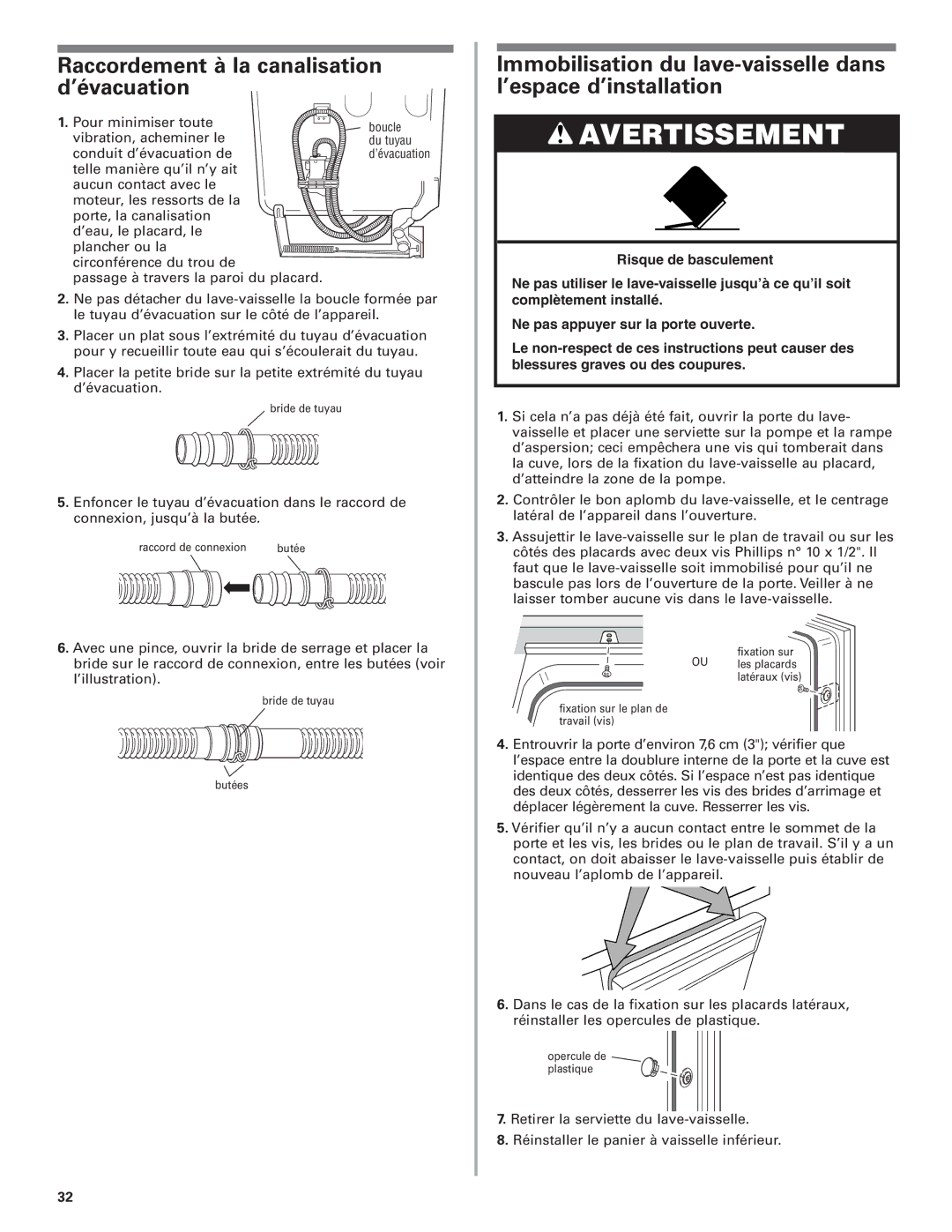 KitchenAid 8573157 installation instructions Raccordement à la canalisation d’évacuation 