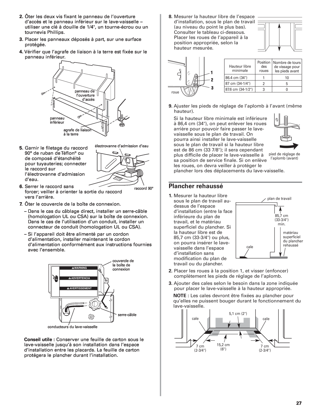 KitchenAid 8573157 installation instructions Plancher rehaussé 