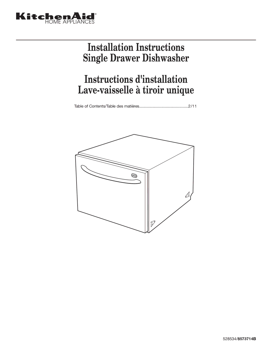 KitchenAid installation instructions 528534/8573714B 