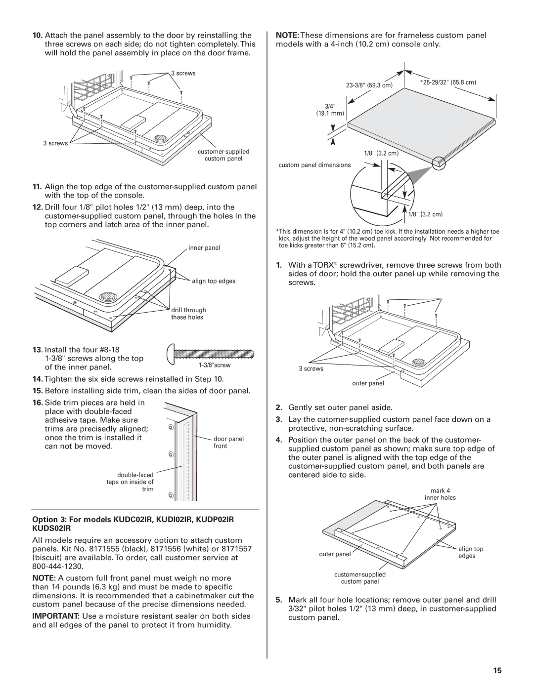 KitchenAid 8574116 installation instructions Option 3 For models KUDC02IR, KUDI02IR, KUDP02IR KUDS02IR 