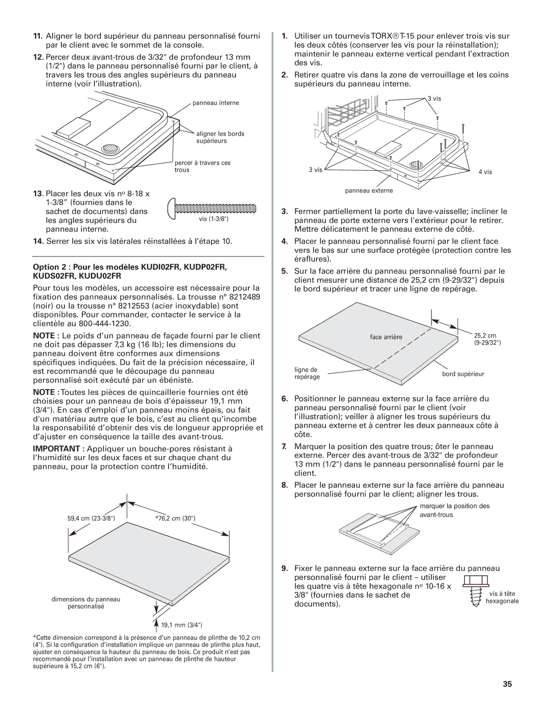 KitchenAid 8574116 installation instructions Les angles supérieurs du 