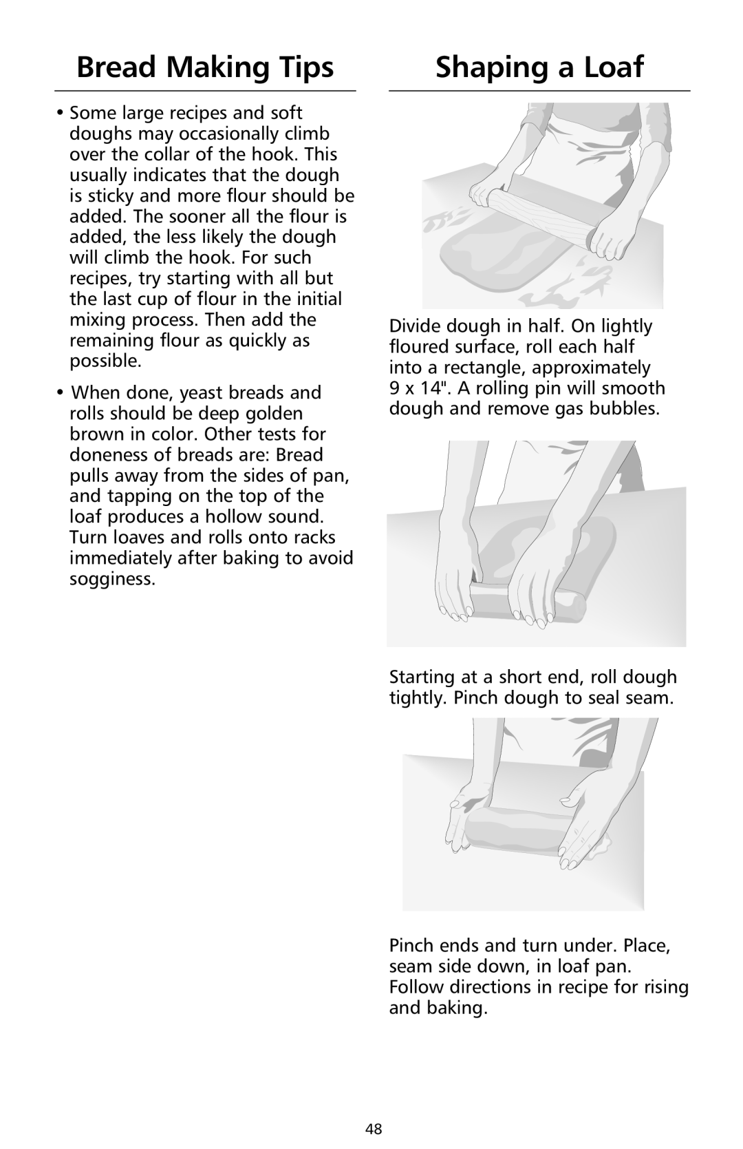 KitchenAid 9706634D manual Bread Making Tips Shaping a Loaf 