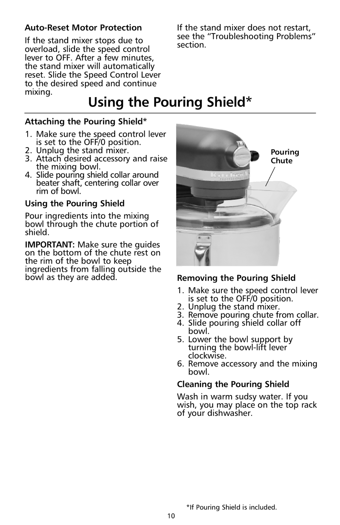 KitchenAid 9708307C manual Using the Pouring Shield 