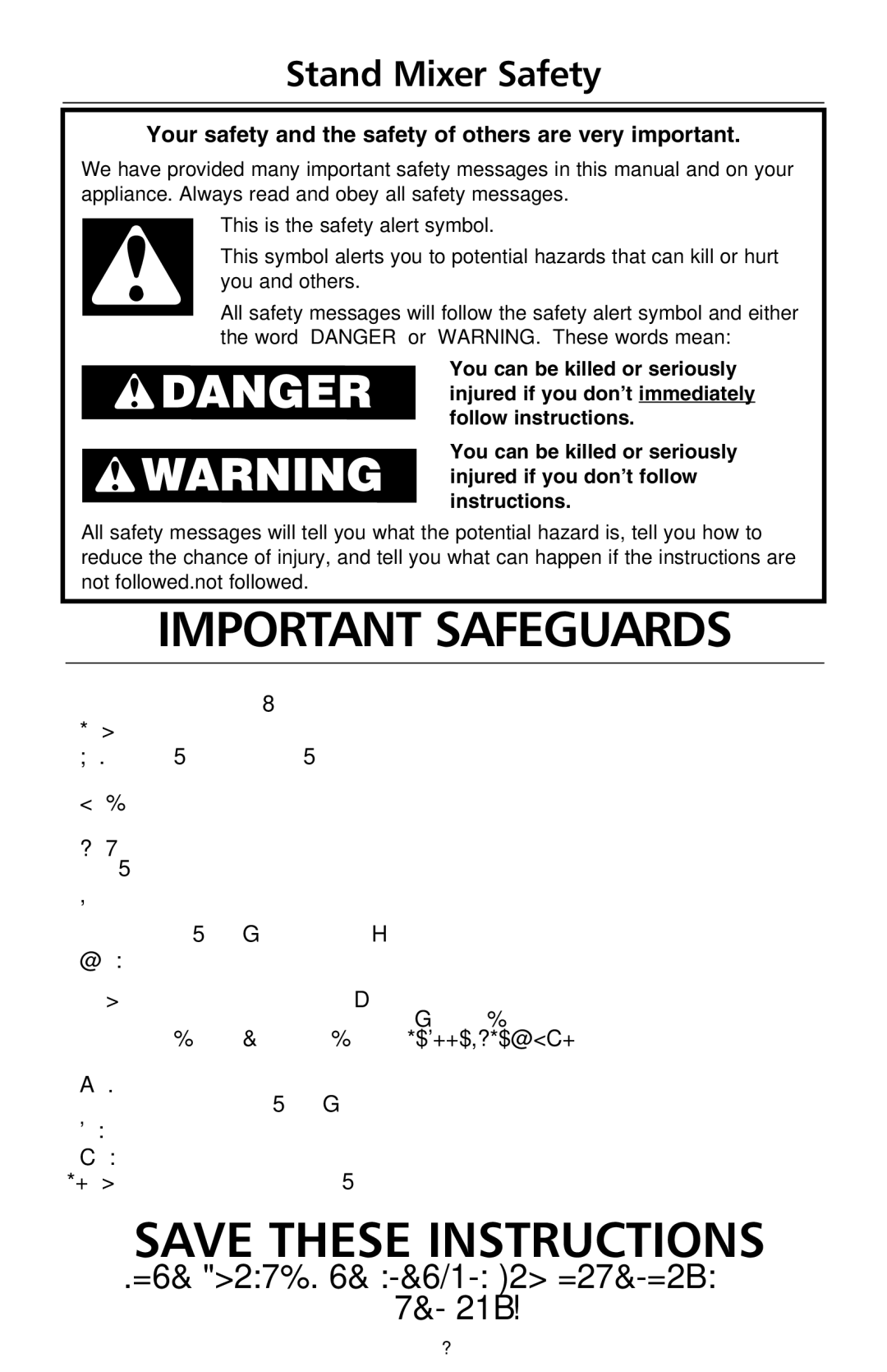 KitchenAid 9708307C manual Stand Mixer Safety, Your safety and the safety of others are very important 