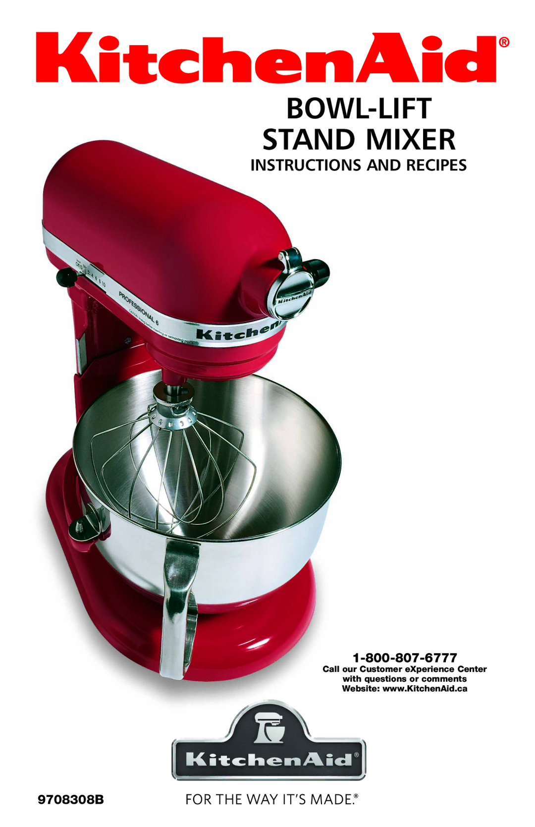 KitchenAid 9708308B manual BOWL-LIFT Stand Mixer 