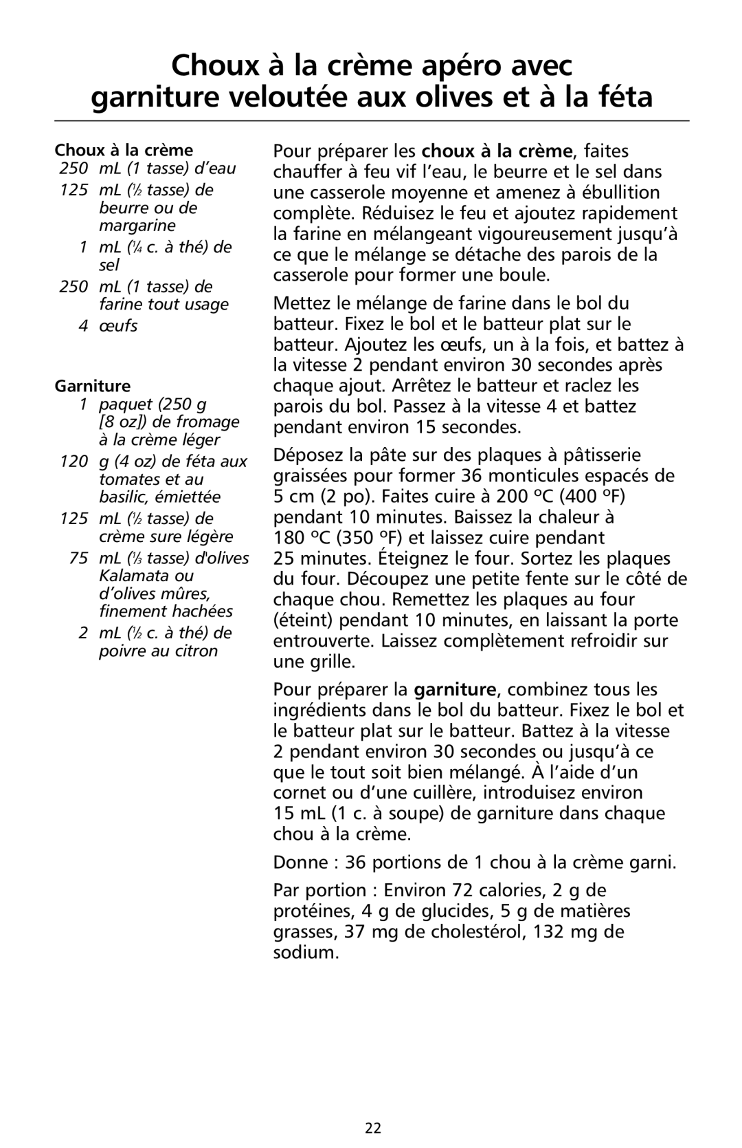 KitchenAid 9708308B manual Choux à la crème 