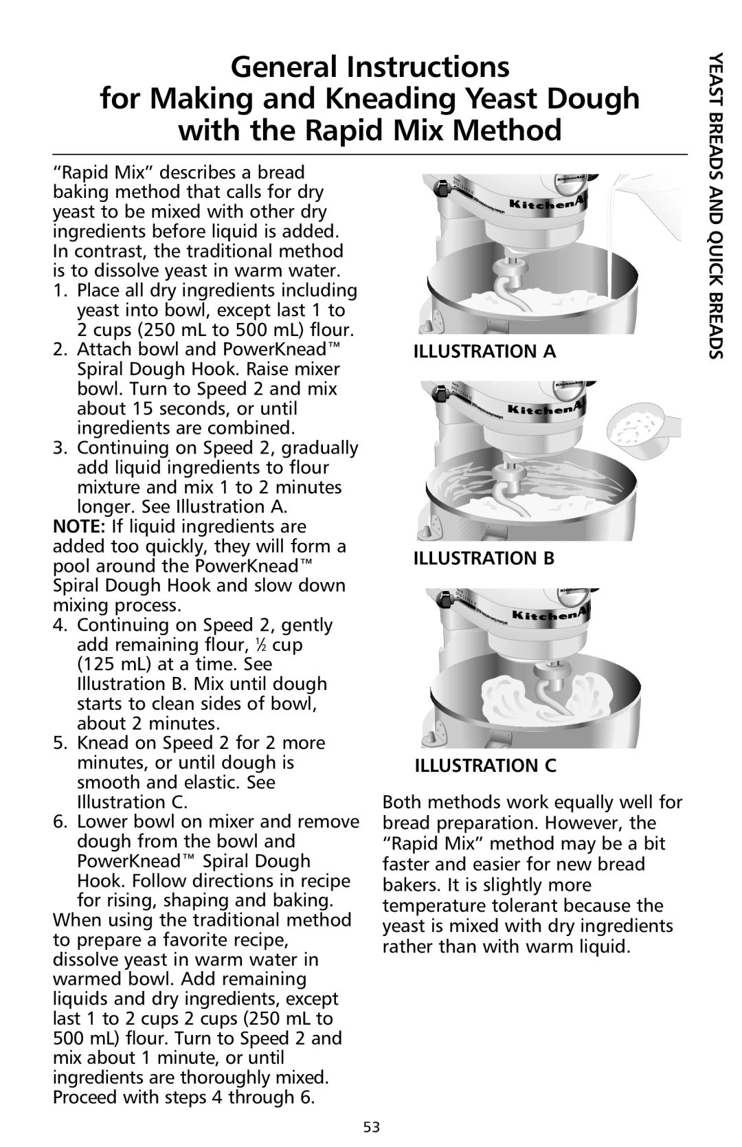 KitchenAid 9708308B manual Illustration a, Illustration B, Illustration C, Quick Breads 