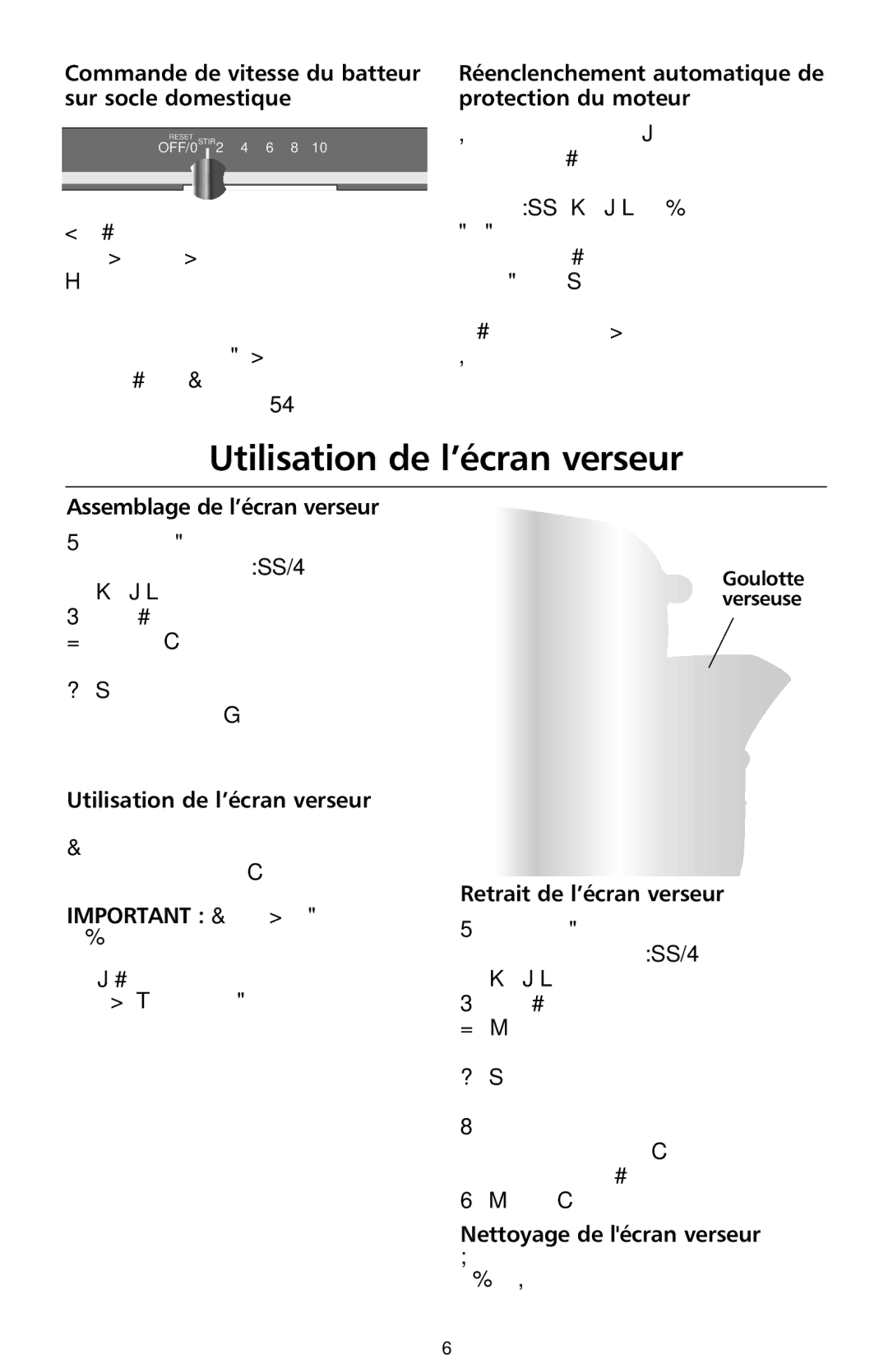 KitchenAid 9708308B manual Utilisation de l’écran verseur 