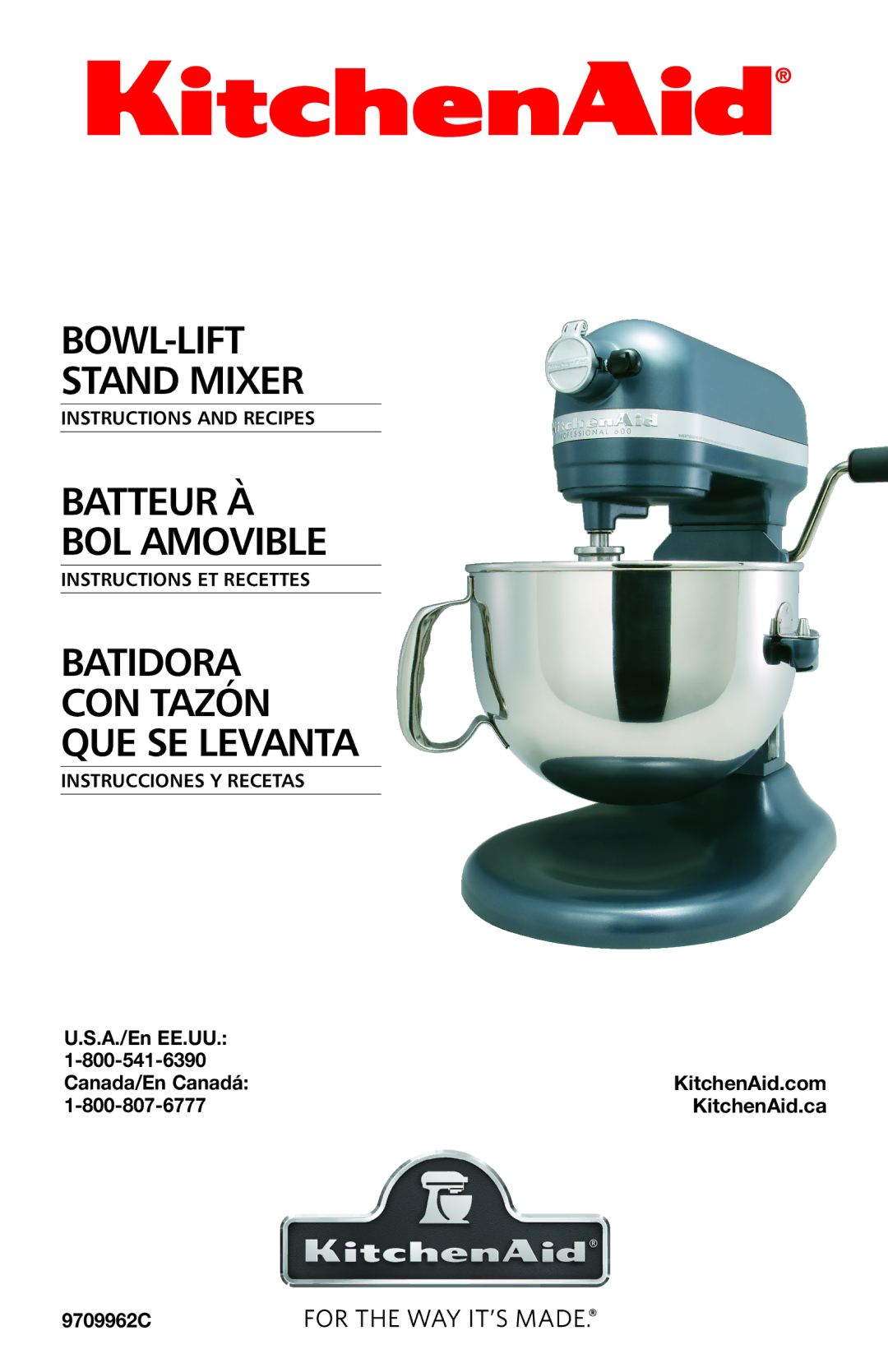 KitchenAid 9709962C manual BOWL-LIFT Stand Mixer 