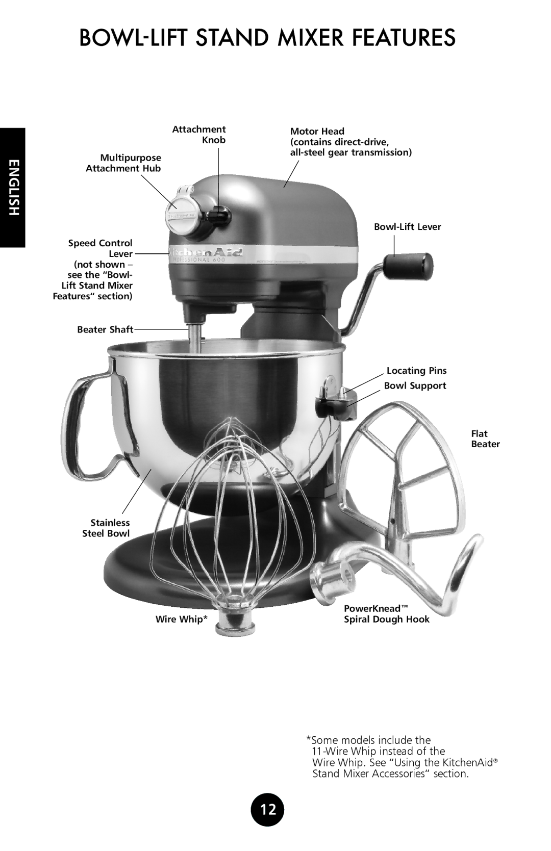 KitchenAid 9709962C manual BOWL-LIFT Stand Mixer Features 