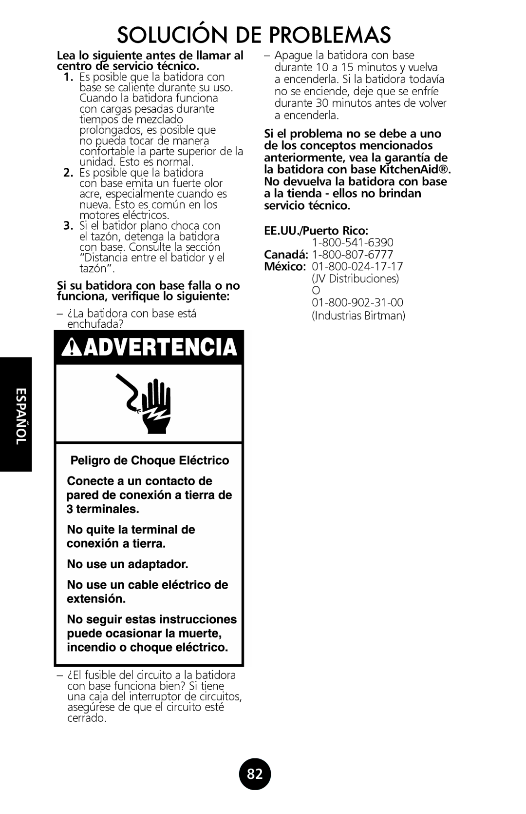 KitchenAid 9709962C manual Solución DE Problemas, ¿La batidora con base está enchufada?, Canadá 