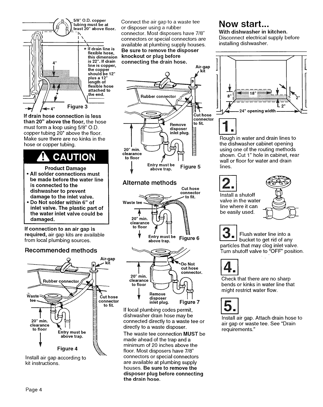 KitchenAid 9741159 installation instructions Now start, Recommended methods, Alternate methods 