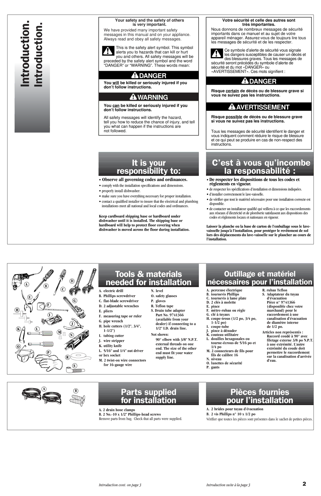 KitchenAid 9743822 dimensions It is your Responsibility to, ’est à vous qu’incombe La responsabilité 