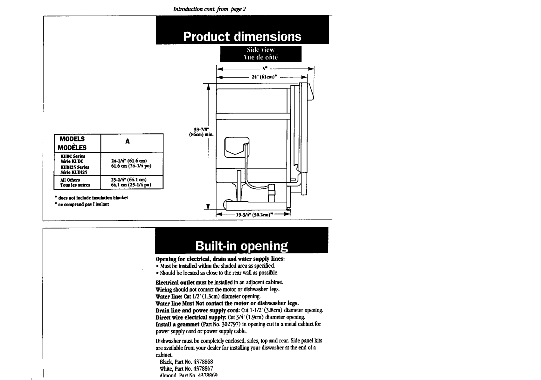 KitchenAid 9743822 installation instructions Introduction cont.from page2 