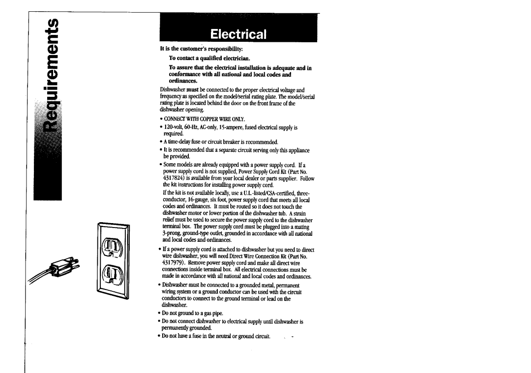 KitchenAid 9743822 installation instructions Do not have a fuse in the neutral or ground circuit 